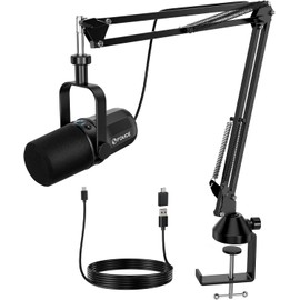 FDUCE SL40 Vocal Dynamic Podcast Microphone for Gaming, Live Streaming  Recording, Built-in Headphone Output, LED Mute Button, All Metal USBXLR