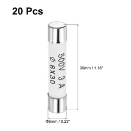 uxcell 20pcs Ceramic Cartridge Fuses 3A 500V 6x30mm Ceramic Fuses Fast Blow Replacement for Amplifier Energy Saving Lamp Ballast