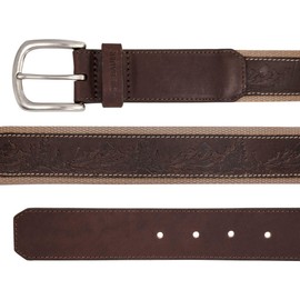 Eddie Bauer Mens Outdoor Mountain Leather Belt | Silver Buckle | Jeans | Casual | Everyday | Khakis | Brown - Large