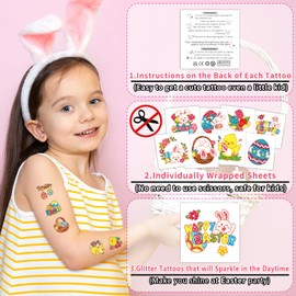 Partywind Glitter Easter Basket Essentials Temporary Tattoos for Kids, 408 Styles Easter Tattoo Stickers for Boys Girls, Easter Basket Fillers for Kids Spring Party Supplies Favors Goodie Bag Stuffers