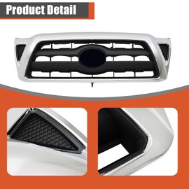 labwork Plastic Front Bumper Upper Grille Chrome and Black Replacement for Tacoma 2005-2011 5310004360