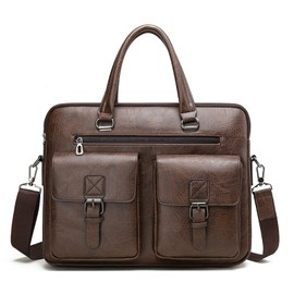 Euetik Business Bag, Men's, Leather, Waterproof, Business Tote Bag, Large Capacity, 14 Inch PC, Tote Bag, Men's, 13.3 Inch PC, Crossbody Bag, Document Bag, Work, Business Trips, Overnight, Travel