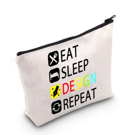 MEIKIUP Designer Gift Eat Sleep Design Repeat Makeup Bag Gift for Interior Designer Graphic Designer (Design Repeat Bag)