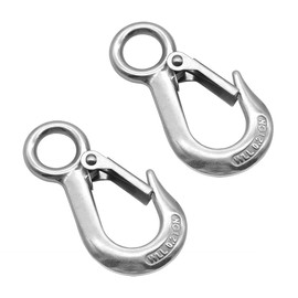 KtbeYTi Pack of 2 304 Stainless Steel Lifting Hooks, Crane Hooks, Forestry Hooks, Load Hooks with Locking for Winch, Crane, Forestry Chains, Working Load 200 kg