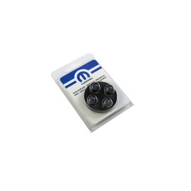 Mopar 82214911 Valve Stem Caps Black Valve Stem Caps featuring a Silver Hellcat logo. The caps come in a set of four