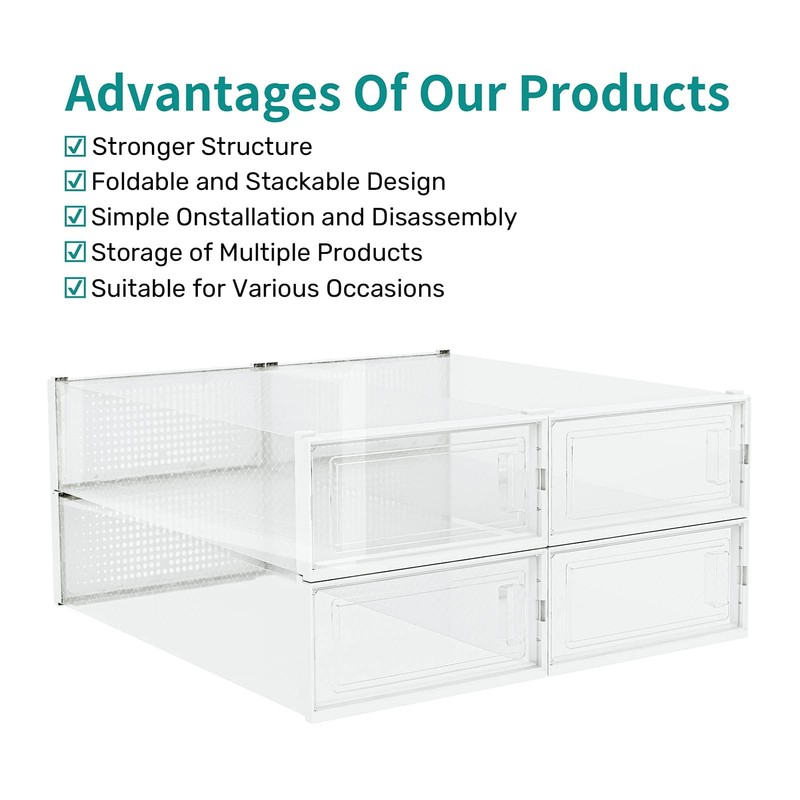 PARANTA 8-Piece Boot and 12-Piece Shoe Storage Box, Stackable Clear