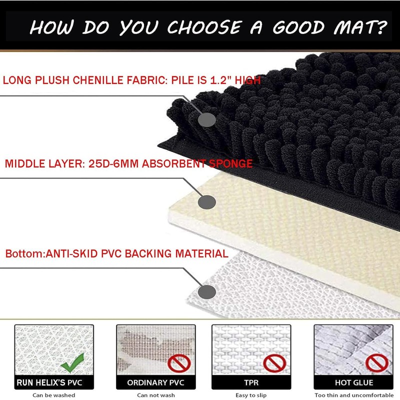 RUN HELIX Non-Slip Bath Mat - 50 x 80 cm,