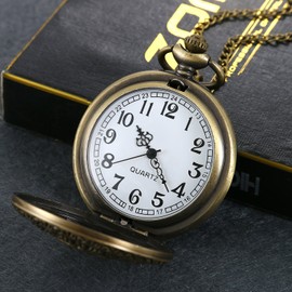 Unisex Hollow Flower Carving 24H Arabic Markers Pocket Watch With Chain