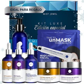 MIST JEWEL Kit Facial Edicin especial skincare exclusivo temporada Regalos Cremas da y noche, 3 Serum, limpiador facial y crema contorno de ojos...   
