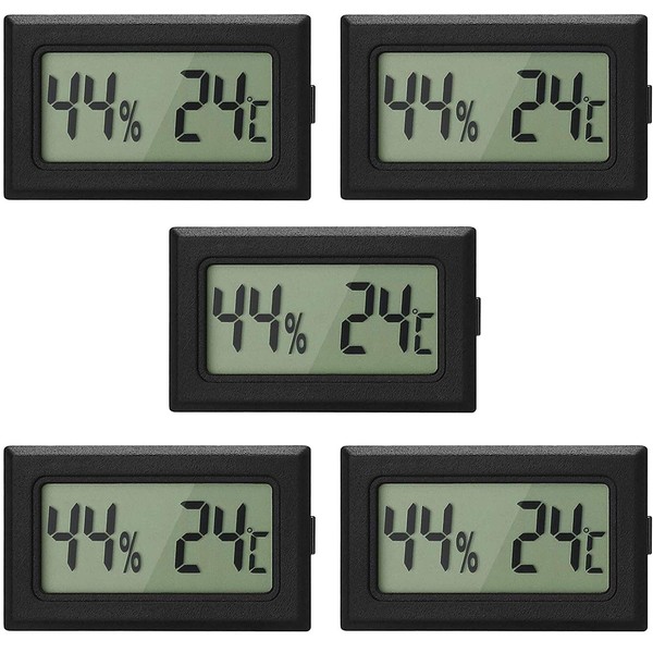 Rojuna 5-Pack Mini Thermometer Hygrometer, Small Digital Electronic Temperature Humidity