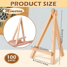 100 Pieces Mini Wood Easel Stands Small Wooden Canvas Easels Display Art Craft Tripod Painting Tabletop Holder for Artist Crafts, Business Cards, Photos, Gift(6 Inch)
