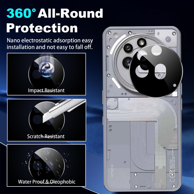 Heioloo 2 Pieces Camera Protective Film for Nothing Phone 3A