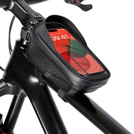 PZCC Reflective Strips Bike Phone Holder Waterproof - Bike Frame Bag with Storage for Bicycle - Bike Phone Holder and Bike Bag for Riders