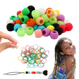 50 Pcs Silicone Hair Beads for Kids Girls Braids Mix Color, 10 Glow - in - The - Dark Green Beads for Kids Girls Women Hair Accessories for Braids