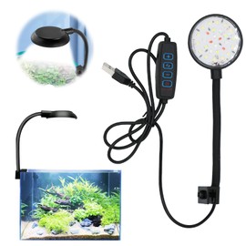 PAVIKE Aquarium Light, Small, Aquarium Light, LED, Aquarium Light, 3 Colors Switchable, 28 Lamps, 11 Gears, Aquarium Lighting, Discoloration, Round, Aquarium Light, USB Power, 360 Degree Adjustment,