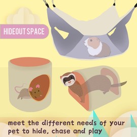 EAEDMY Guinea Pig Rat Ferret Tree Hole Bed and Hammock Tunnel, Hanging Bunk, Parrot Bird Hideout, Small Animals Soft Bed (5.Tunnel Bed)