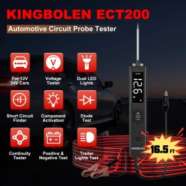 2025 KINGBOLEN ECT200 Multifunctional Car Circuit Tester Digital Display Short Circuit Finder 6-24V AC/DC Car Power TesterScreen Size: 1.5", Power Source: Corded Electric