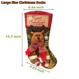 Christmas Stocking, Christmas Stockings Large Santa Snowman Reindeer Xmas Stocking Fireplace Hanging Stockings for Christmas Decoration (Brown Reindeer)
