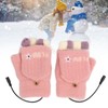 USB Heating Winter Gloves Cotton Knit Washable Women USB Fingerless