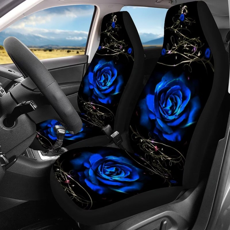 Howilath Novelty Blue Rose Thorns Women Auto Car Seat Cover
