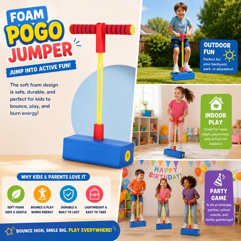 Foam Pogo Jumper Set for Kids Ages 3+ – 3-Pack
