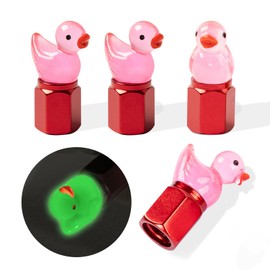 RRislobx 4 Pack Duck Tire Stem Caps, Glow in The Dark Tire Valve Caps, Cool Funny Tire Air Valve Cap, Universal Replacement Tire Cap Covers for Cars Bikes Motorcycles Trucks (Red)