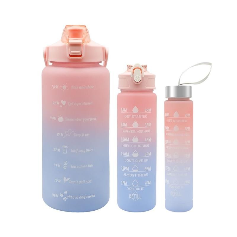 Summer Travel Gradient Water Bottles, 3 Counts/set Portable Tumbler with