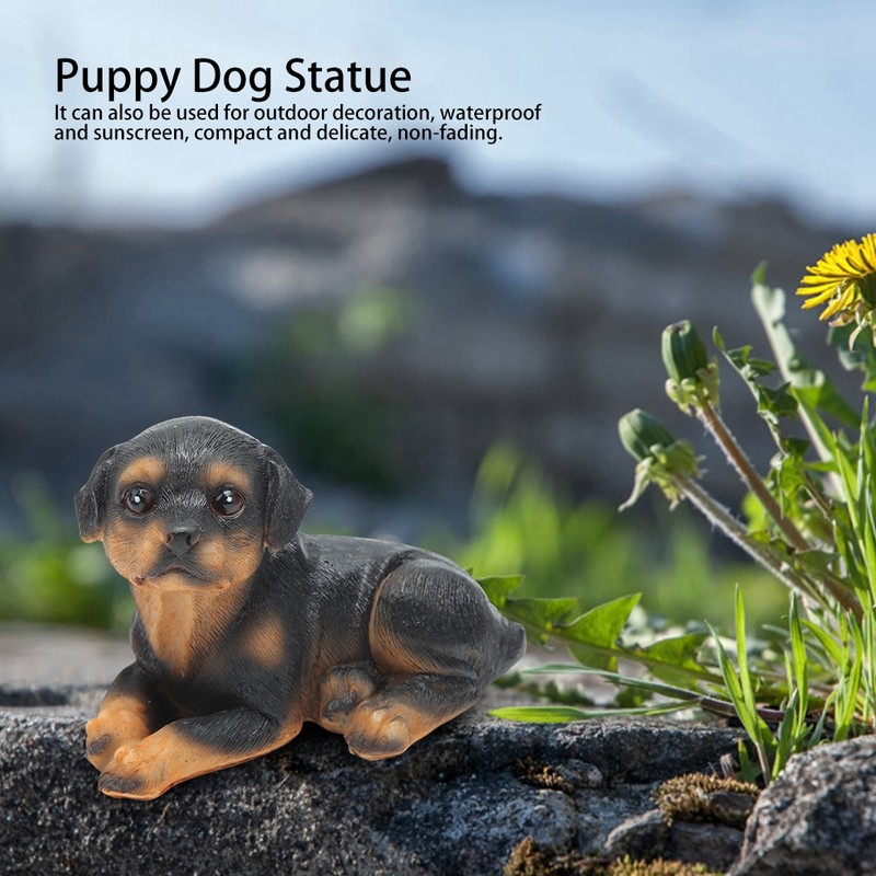 4Pcs/Set Mini Cute Puppy Dog Statue Sculpture Ornaments Resin Craftwork