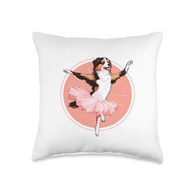 Cute Aussie Gifts Australian Shepherd Ballerina Funny Dog Ballet Throw Pillow, 16x16, Multicolor