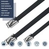 Duthcbw 100PCS 11.8" Black Epoxy Coated Metal Zip Ties, Heavy