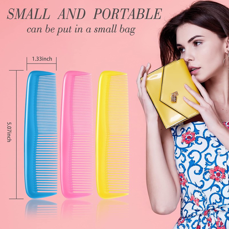 Leinuosen 12 Pieces Hair Combs Set Pocket Plastic Fine Tooth