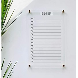 Large Clear Acrylic To Do List for wall | Dry-Erase Message White Board Calendar Wall Mounted Office Home Family Organization Tools Must Haves School Kids Adult Mom Teen Monthly Weekly ADHD Tools
