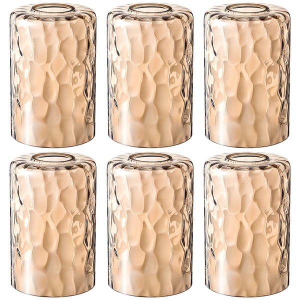 Teenyyou 6 Pcs Amber Hammered Glass Shade Replacements for Pendant