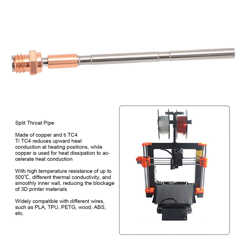 Split Throat Pipe for Prusa MK4 Copper Ti Alloy High