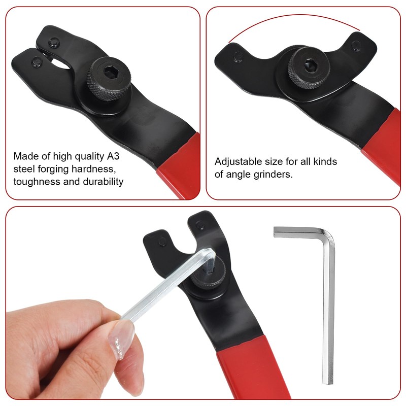 Marjoramy Adjustable angle grinder spanner with angle grinder clamping nut,