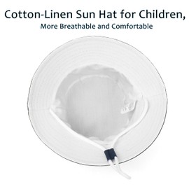 QKURT Kids Sun Hat Adjustable Dinosaur Embroidered Bucket Hat with Mesh Cotton Lining, Lightweight Beach Sun Cap Toddlers Fisherman Hat for Boys and Girls 0-4 Years Old White