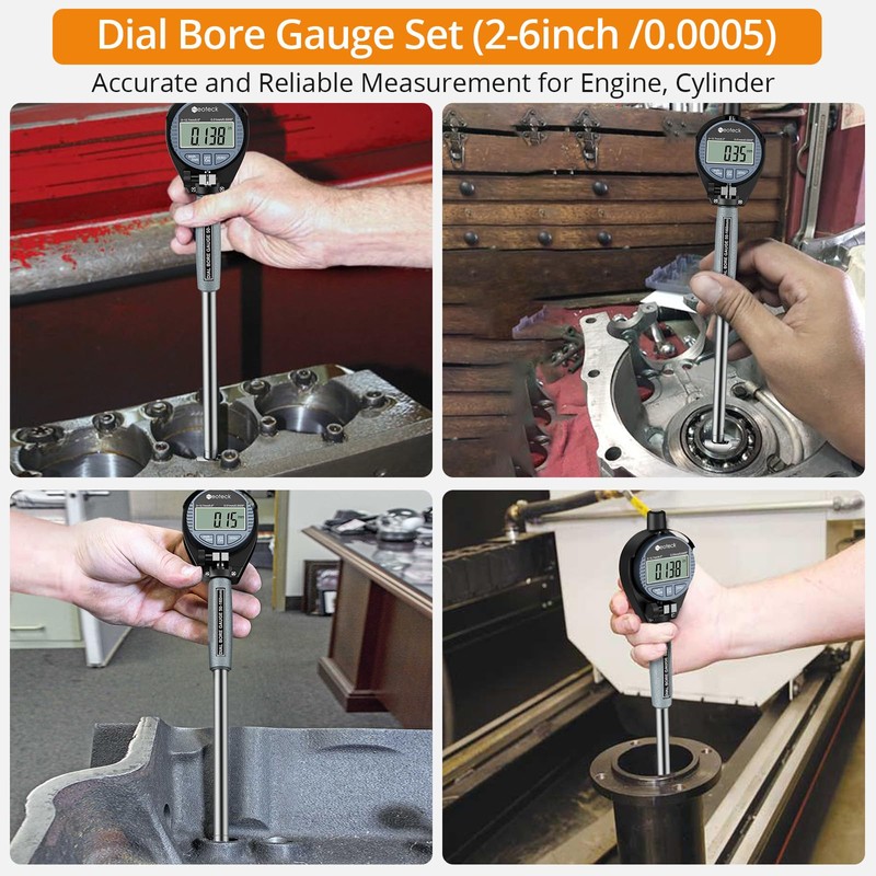 Neoteck Bore Gauge Set Digital Indicator Dial Bore Gauge (2-6"/0.0005")