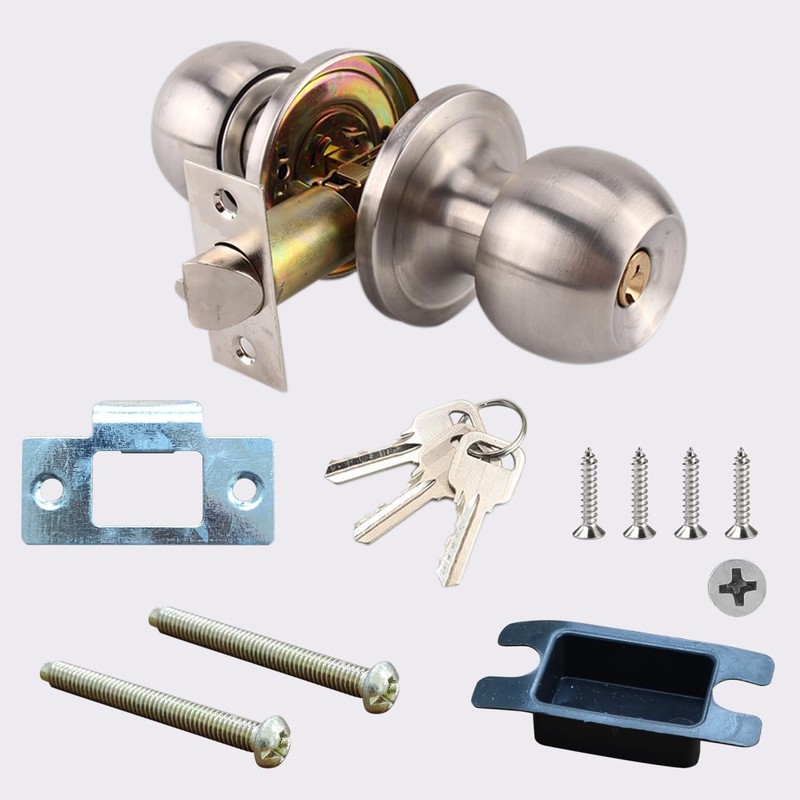 UONIKA 3 Pack Stainless Ball Door Knobs with Lock and