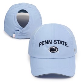 Ponyflo Women's Ponytail Baseball Cap - Curly Hair Ponytail Hat - Clemson & Penn State Blue