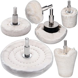 Buffing Wheel for Drill, 6 Pcs Polishing Wheel Kit Buffing Pad for Drill with 0.25" Hex Shafts, Wheel Shaped Polishing Tool for Aluminum Chrome Metal Car Headlight Rim Jewelry Glass Wood Plastic