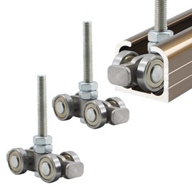 2 PCS 4 Wheel Heavy Duty Trolley Assembly Roller Stable Welded Roller Trolley 4 Bearing Silent Trolley Assembly for 1-5/8" Wide and All 1-5/8" or Taller Strut Channel with M10 Bolt and 2 Nut