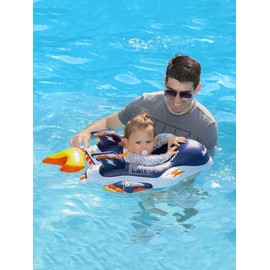YXTC Baby Float, Locket, Float, For Babies, Foot Compartment, UV Protection, Sun Protection, Removable Sunshade, Baby Float, Water Play, Suitable for 6 Months - 3 Years Old (Blue)