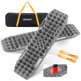 BUNKER INDUST Off-Road Traction Boards with Jack Base, Pair Recovery Tracks 4X4 Jeep Truck Tire Traction Mat with Bag - Sand,Mud,Snow Ladder Ramps(Grey)