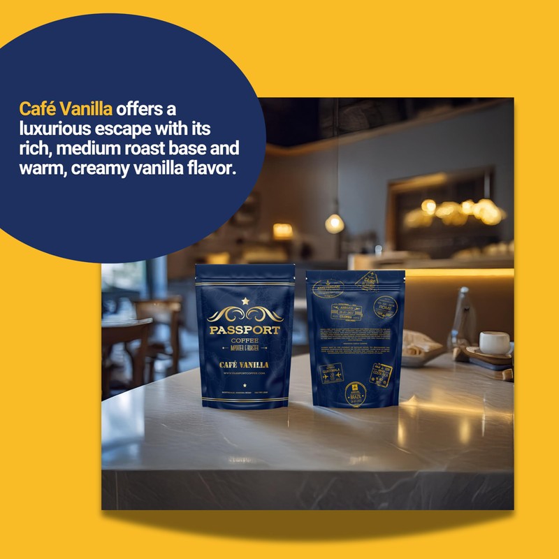 Passport Coffee Cafe Vanilla - Medium roast blend from Colombia