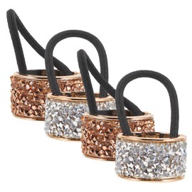 Outanaya 4pcs Creative Rhinestone Hair Ties for Women Elastic Ponytail Buckles Silver Stylish Hair Accessories for Daily Life Parties