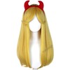 Long Blonde Straight Star Princess Cosplay Wig + Horn Headband