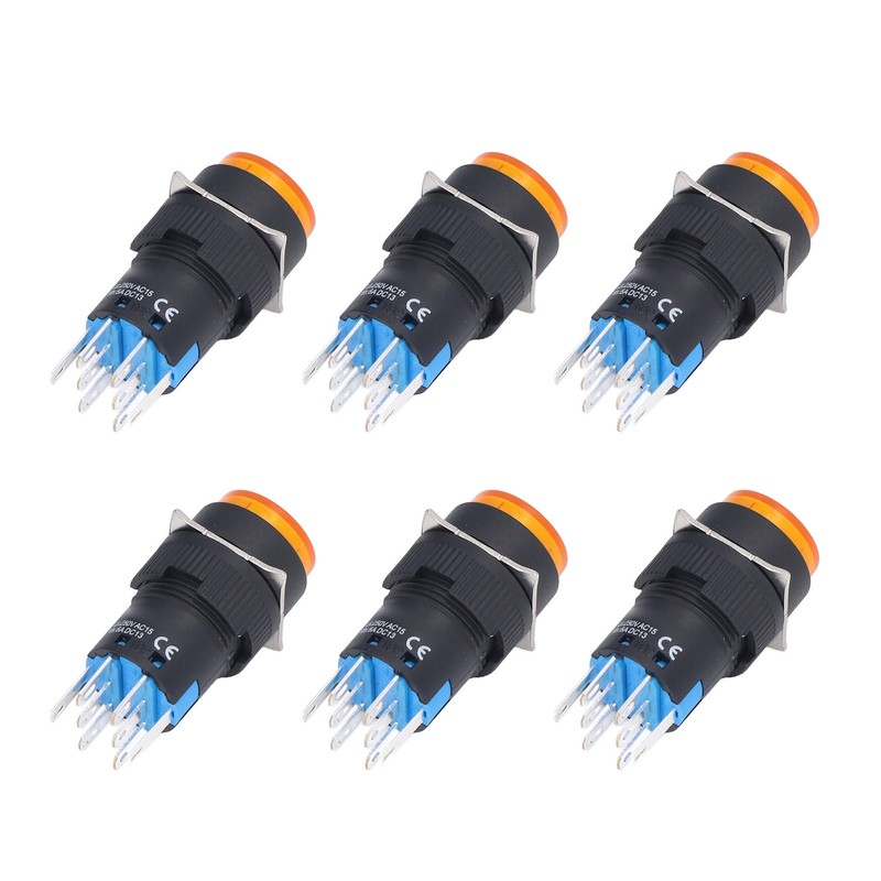 25Pcs Momentary Push Button Switch Self Locking 8 Pin Round