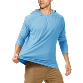 Roadbox Men's UPF 50+ UV Sun Protection Shirts, Quick Dry Long Sleeve Fishing Hoodie, Rash Guards for Swimming Hiking Running Blue