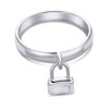 Dangle Charm Pad Lock Ring For Women Girlfriend .925 Sterling