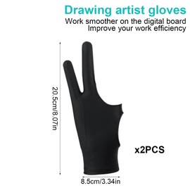 EIHI Drawing Glove, Drawing Glove, Drawing Artist Glove for Graphic Tablet, Artist Glove, Elastic Anti-Fouling Glove for Right and Left, Tablet Glove (Black)